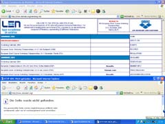 Screenshot vom M&auml;rz 2005 der LEN-Verlinkung zu den Resultaten der EM