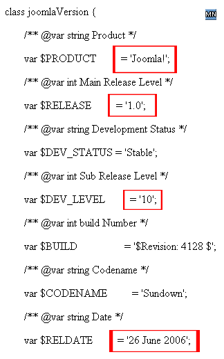Aus dem Protokoll der Installation von Joomla 1.0.10